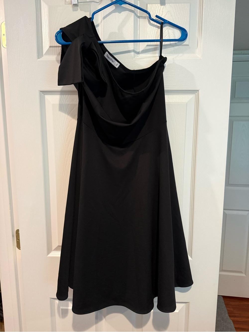 Jasambac One Shoulder Black Cocktail Dress Bow Detail A-Line Plus Size 2XL